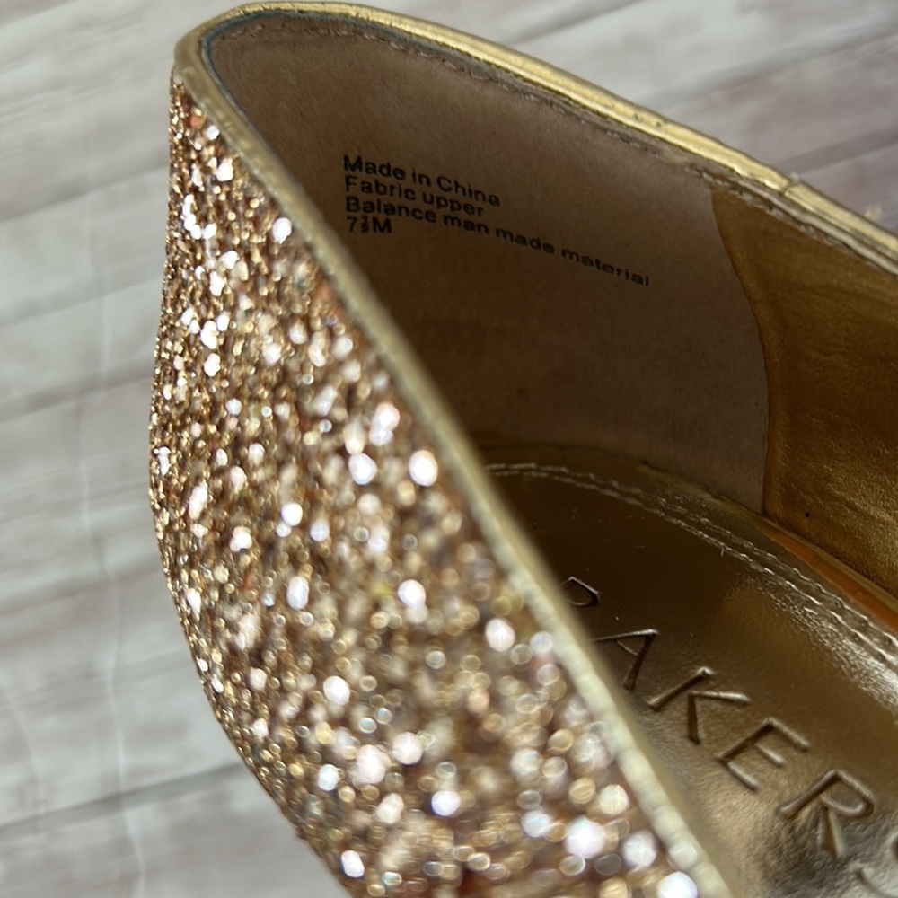 Bakers Gold Glitter Sequin Platform High Heel Pumps S… Gem